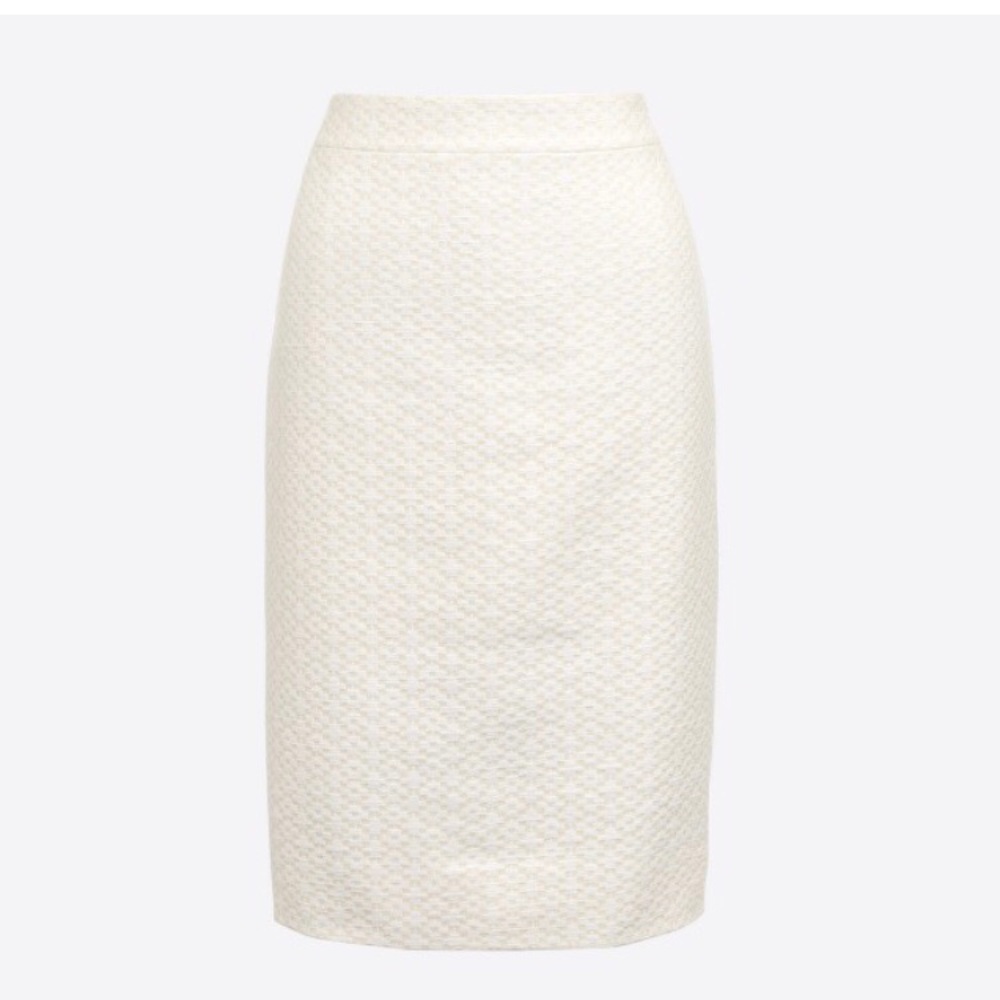 J Crew ivory Chevron pencil skirt